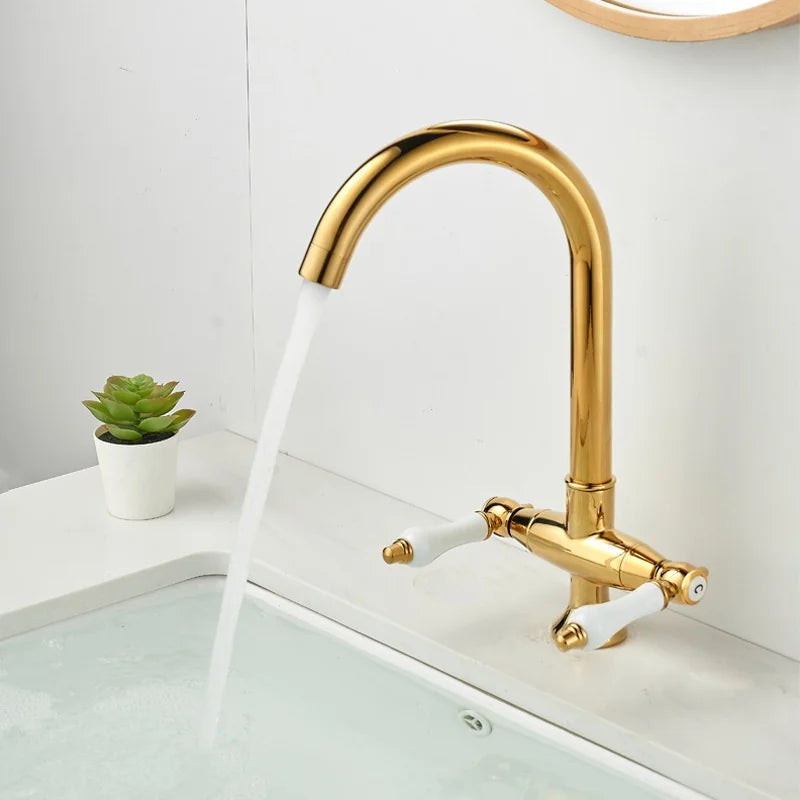 Kitchen Mixer Faucet Unlacquered Brass Gold Faucet