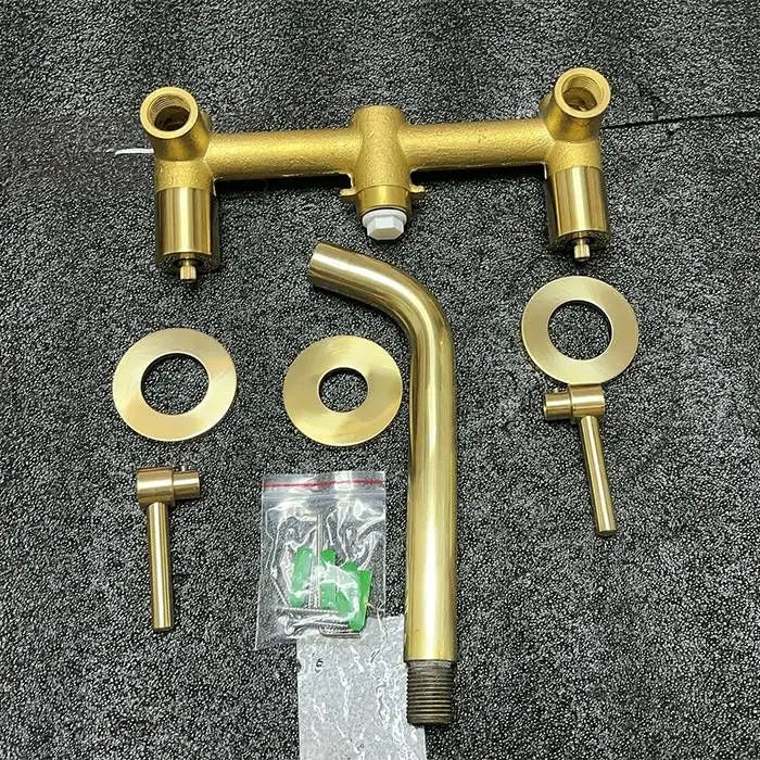 unlacquered  Brass Wall Mounted Basin Faucet - Bathroom Faucet