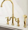 Antique Cross Handles Brass Kitchen Sink Faucet Unlacquered Brass Bridge Kitchen Faucet