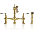 Unlacquered Brass Bridge Kitchen Faucet | 3 Holes Two Handles Faucet