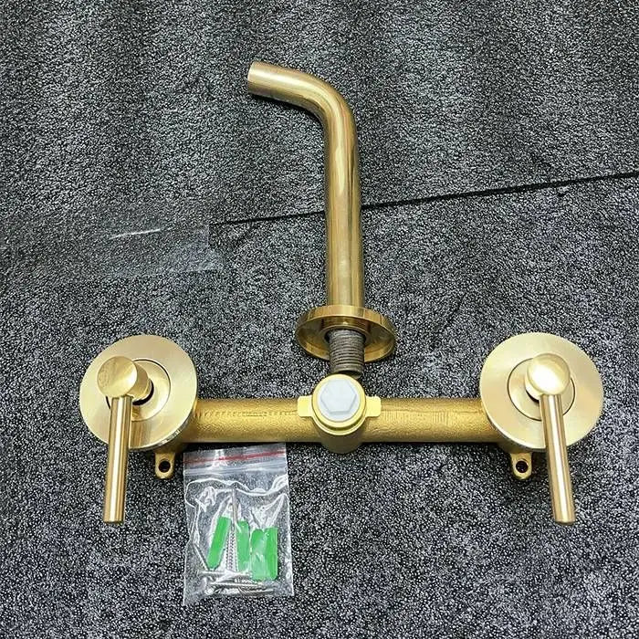 unlacquered  Brass Wall Mounted Basin Faucet - Bathroom Faucet