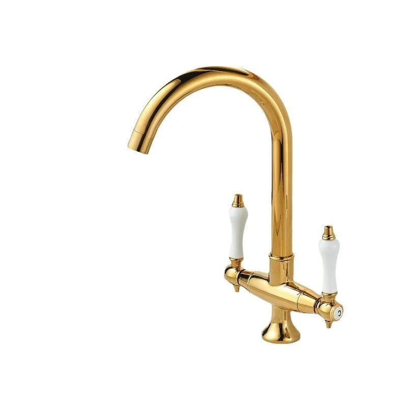 Kitchen Mixer Faucet Unlacquered Brass Gold Faucet