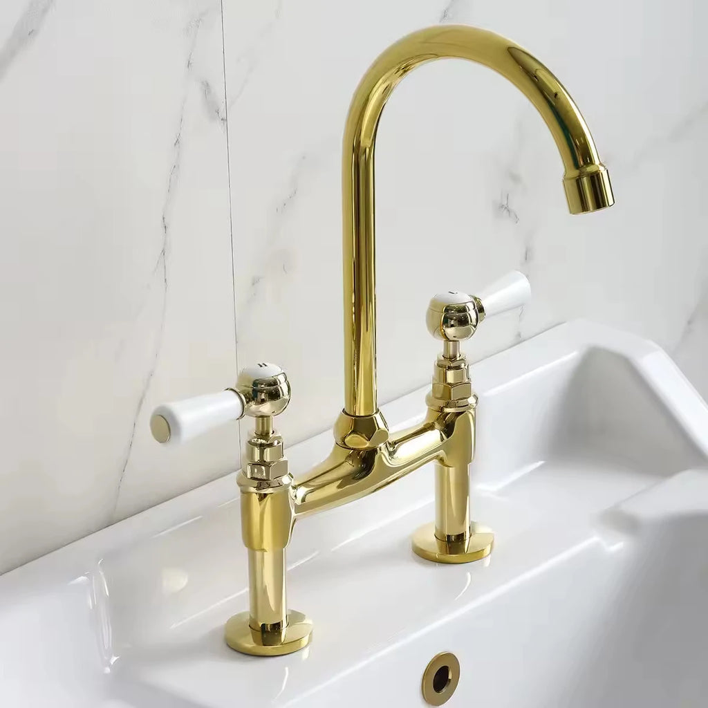 Vintage Bridge Unlacquered Brass Kitchen Faucet 8"