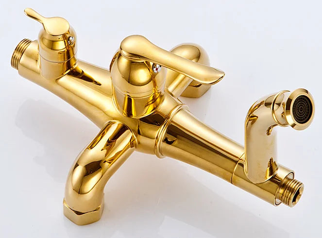Gold Unlacquered Brass Shower Set - Rainfall Shower Head Set