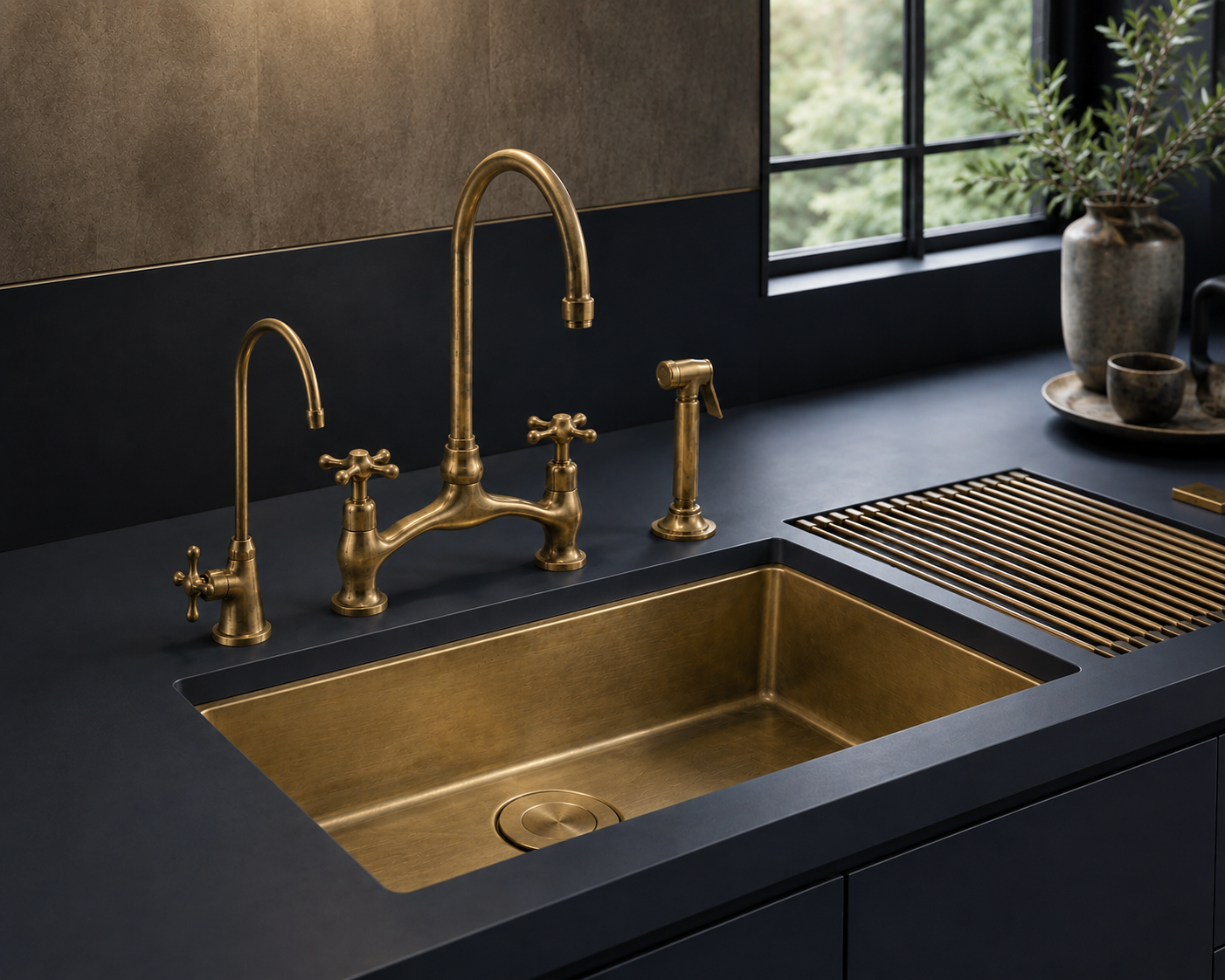 Classic Bridge Kitchen - Unlacquered Brass Faucet