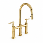 Gold kitchen faucet on a white background