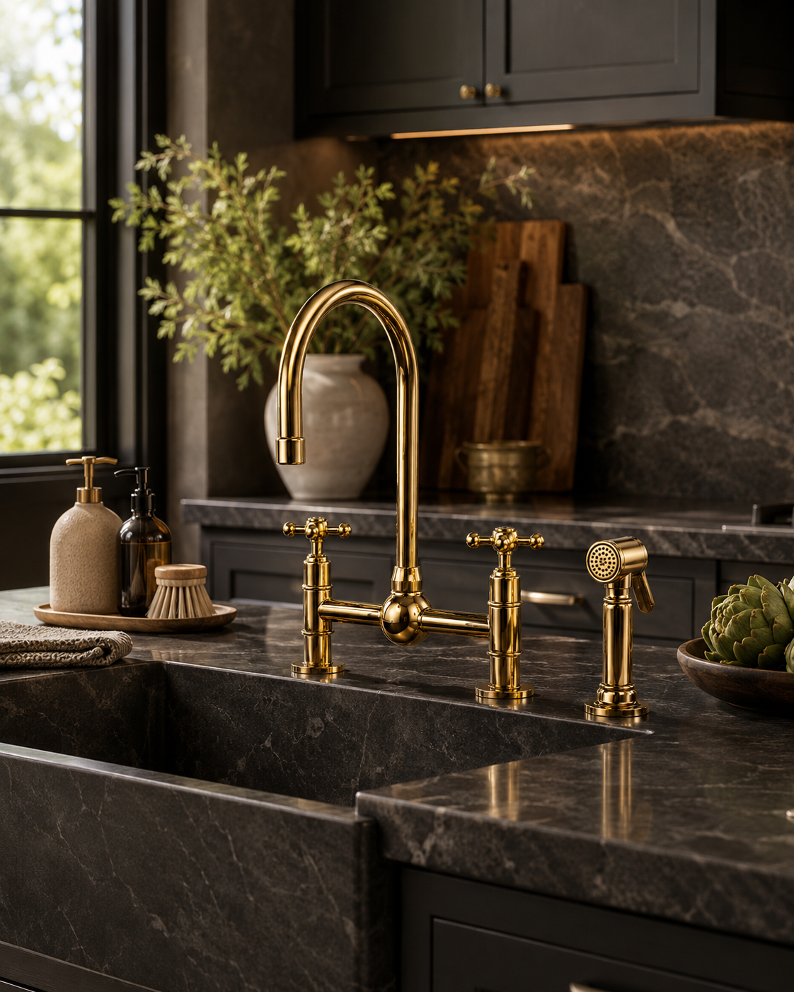 Elegant Solid Brass Kitchen Faucet –  Brass Sprayer
