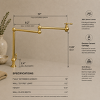 Deck Mounted Brass Pot Filler - Handmade Kitchen Faucet