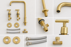 Solid Brass T Handle Bathroom Faucet | Luxury Unlacquered Brass Vanity Faucet