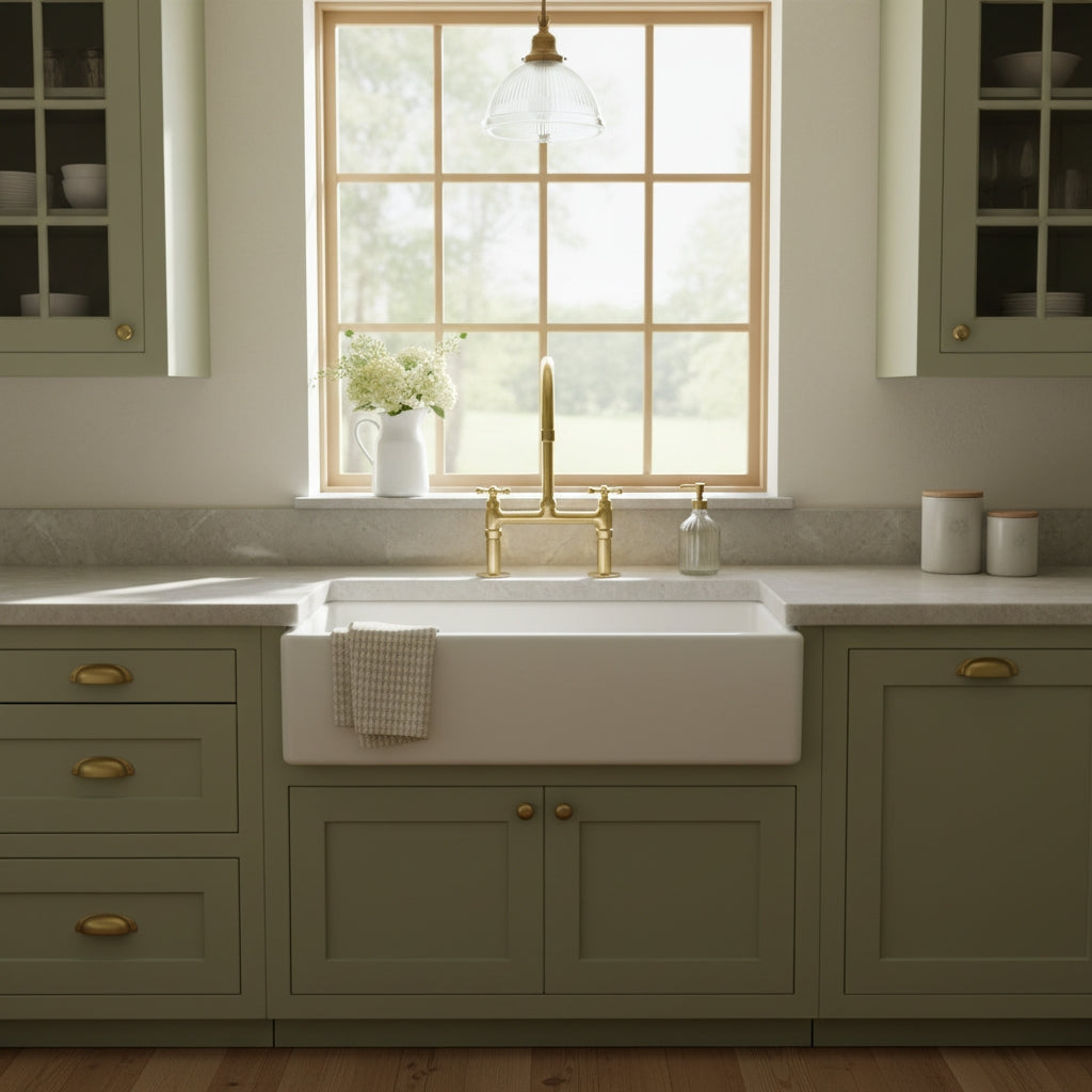 Unlacquered Brass Bridge Kitchen Faucet