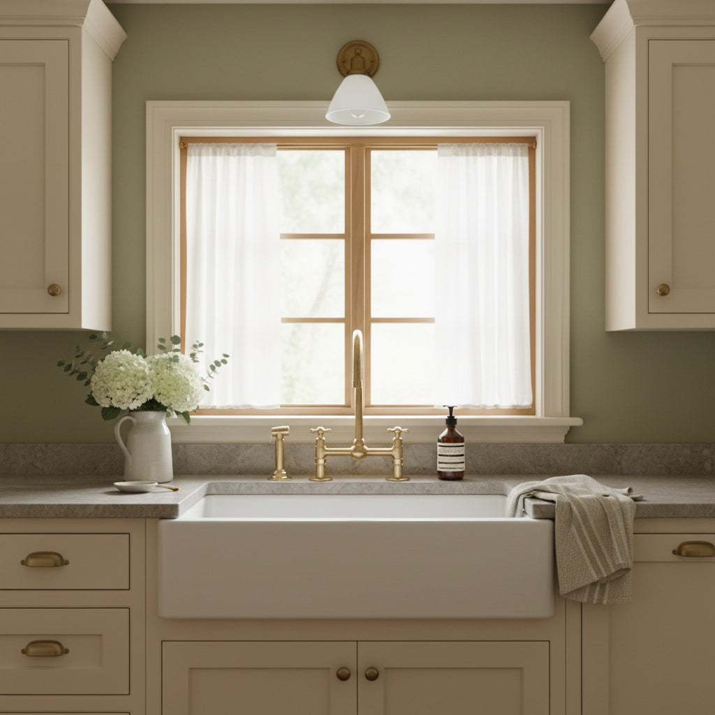 Unlacquered Brass Two Handle Faucet - Bridge Faucet