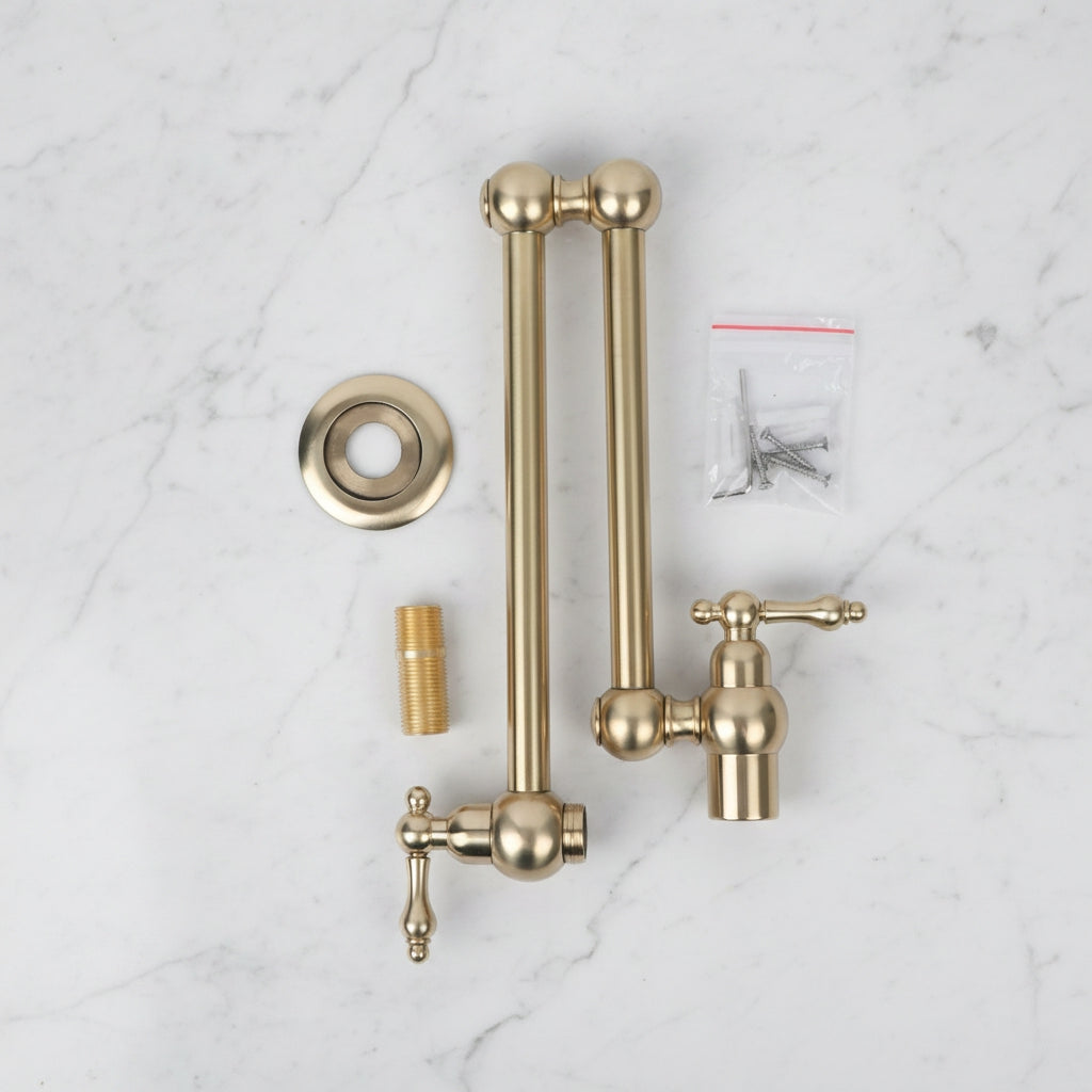 Kitchen Unlacquered Brass Pot Filer Faucet - Wall-mounted Faucets