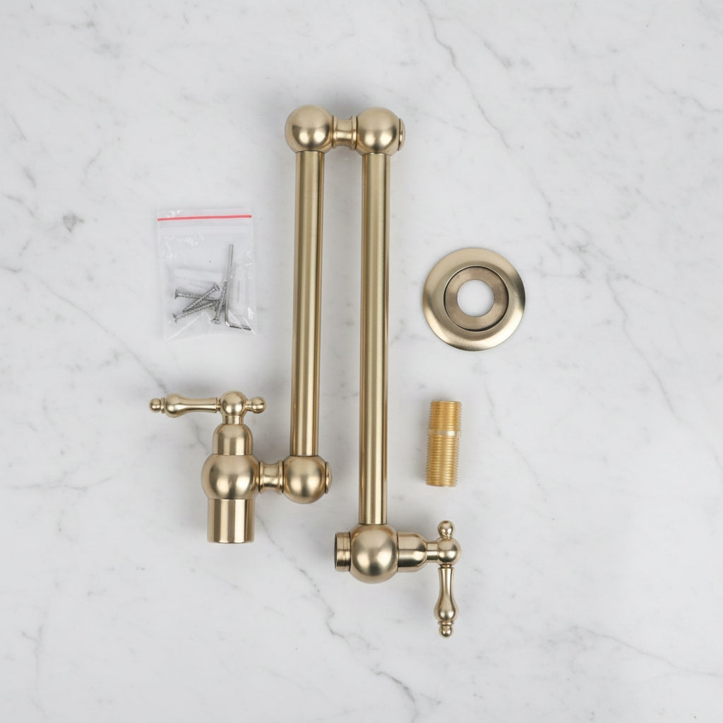 Kitchen Unlacquered Brass Pot Filer Faucet - Wall-mounted Faucets