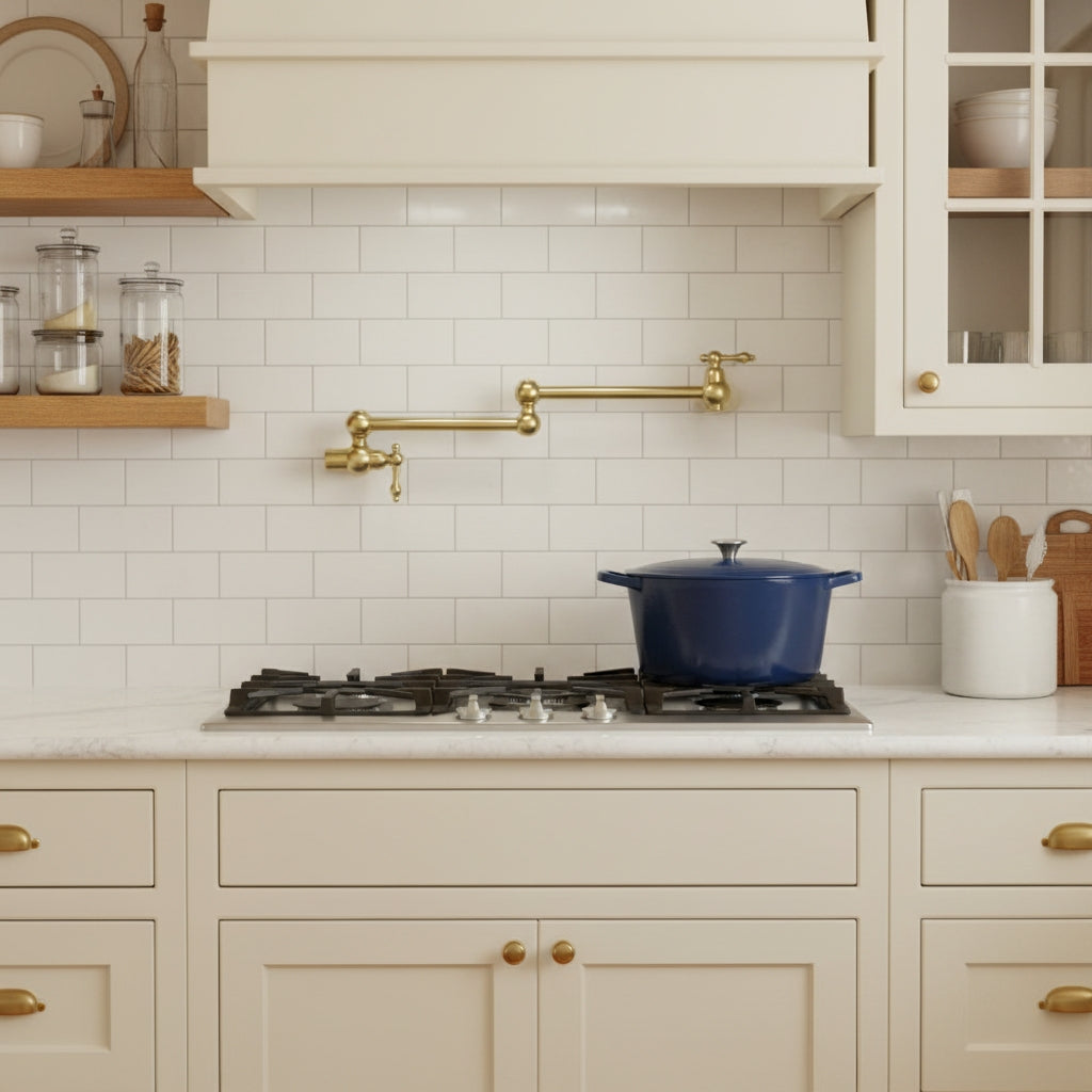 Kitchen Unlacquered Brass Pot Filer Faucet - Wall-mounted Faucets