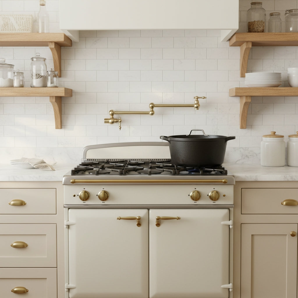 Kitchen Unlacquered Brass Pot Filer Faucet - Wall-mounted Faucets