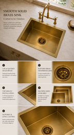 Rectangular Brass Kitchen Sink | Handmade Drop-In Kitchen Sink
